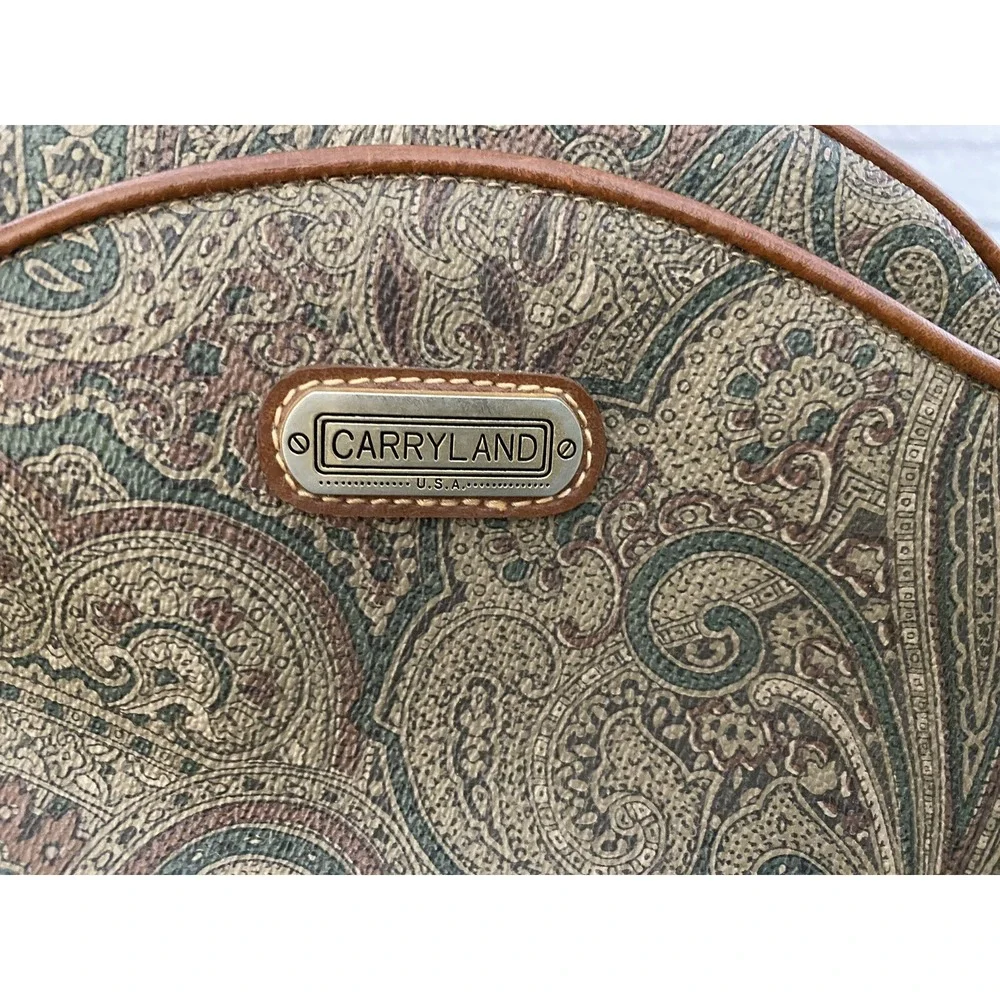 Vtg 1989's Brown Green Oatmeal Carryland Purse